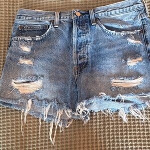 Denim Forum Blue Distressed Shorts